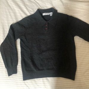 Liz Claiborne Grey Collared/Polo Merino Wool Sweater